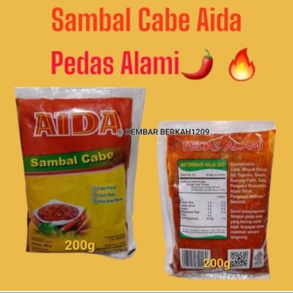 

( 2 pcs ) Sambal Cabe AIDA / Chili Oil AIDA Original 200g