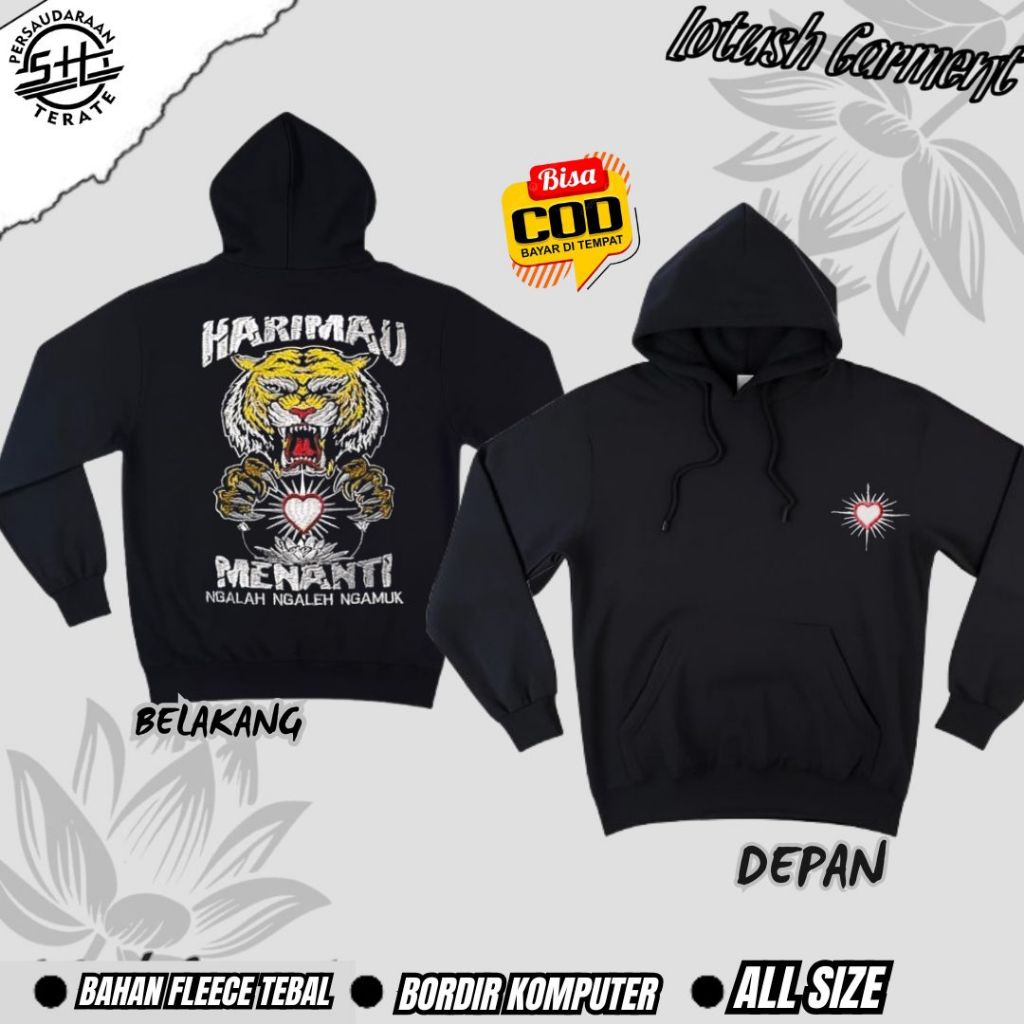 Jaket Warga Psht - Hoodie Full Bordir - Hoodir Motif Harimau Menanti