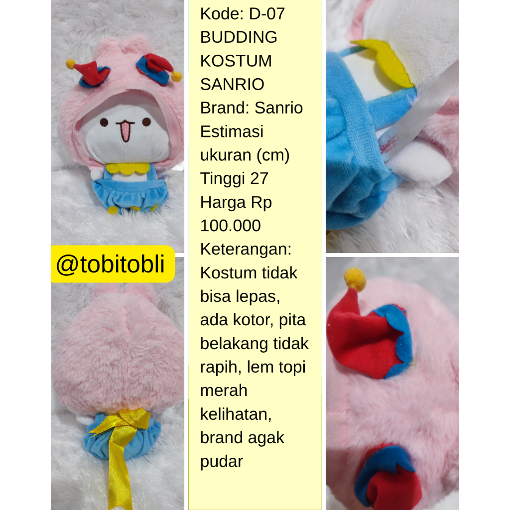 (boleh nego) Boneka Bekas Budding Kostum Sanrio
