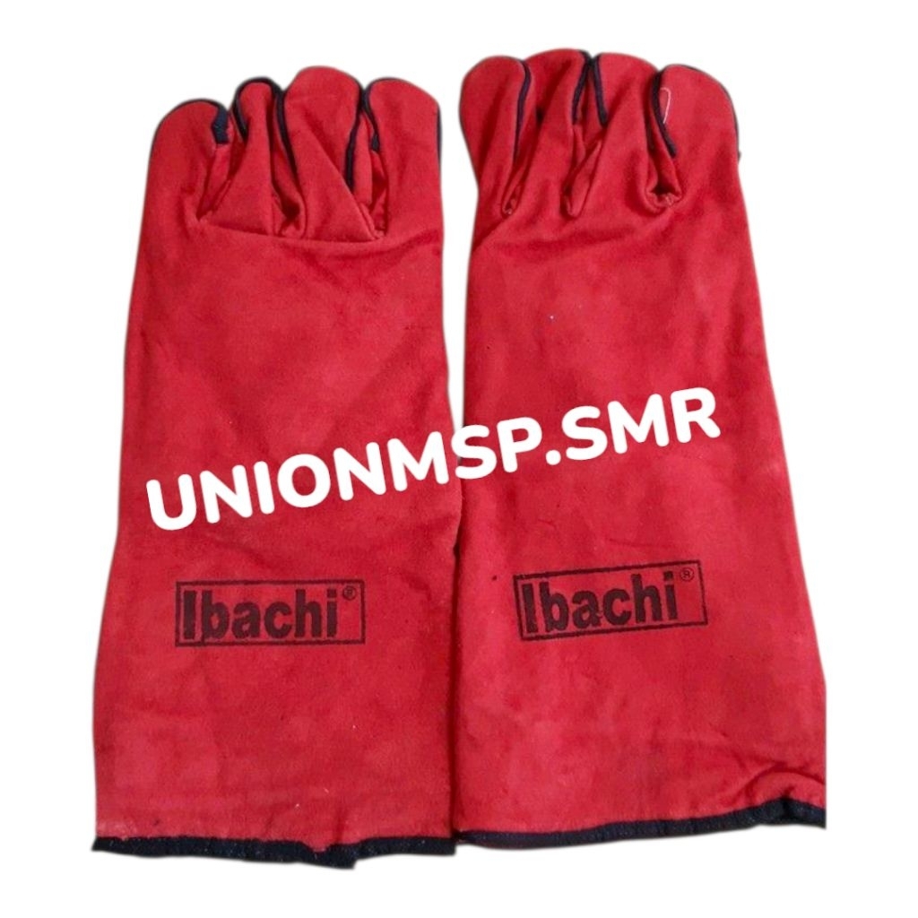 Sarung Tangan Las Kulit Asli Ibachi Panjang 14 Inci - Tahan Panas dan Api, Safety Gloves Las Listrik
