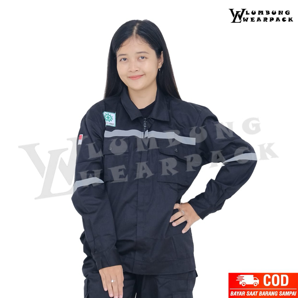 ATASAN WEARPACK SAFETY WARNA HITAM POLOS