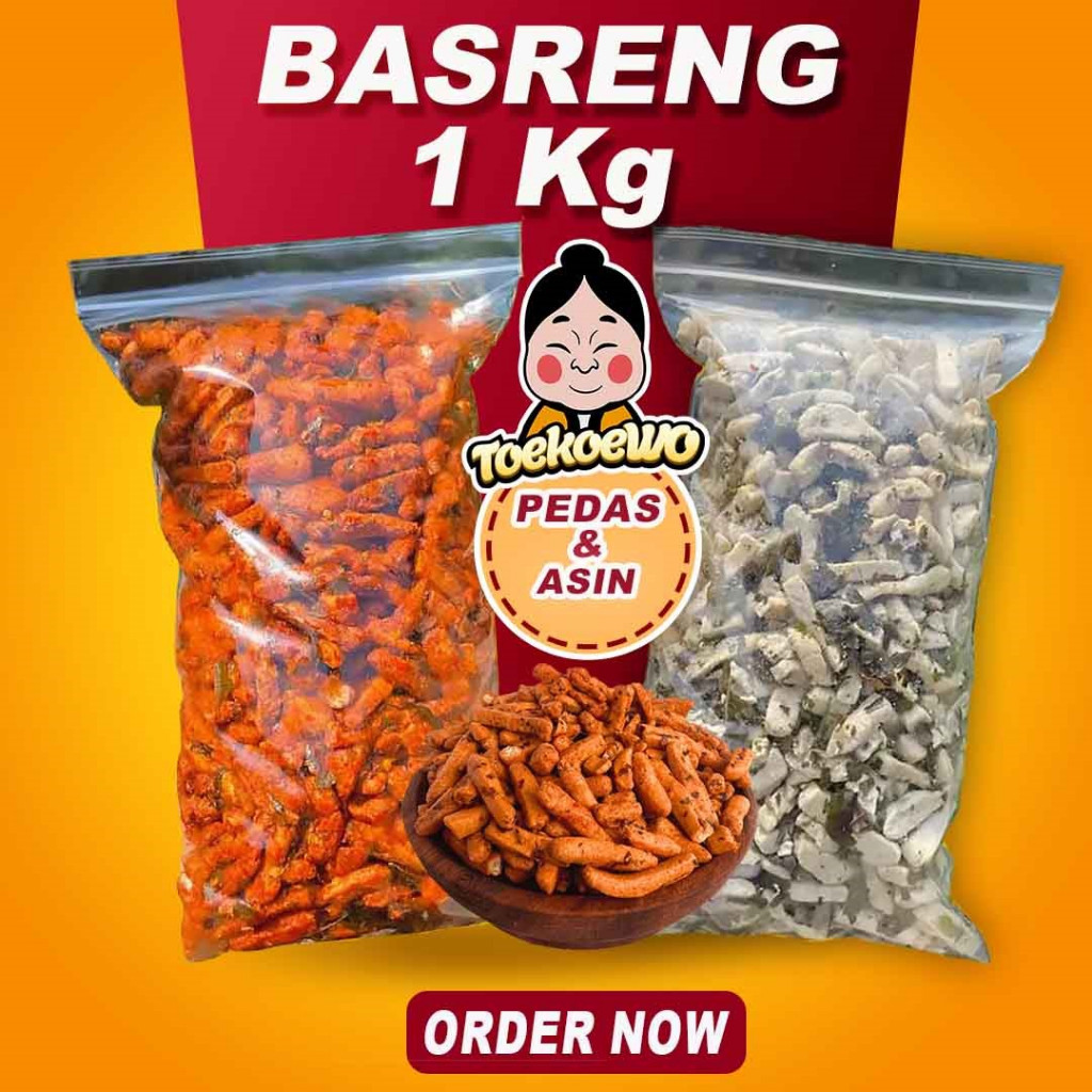 

Basreng 1 Kg Original/Asin Daun Jeruk/Pedas Daun Jeruk Merk Toe Koe Wo