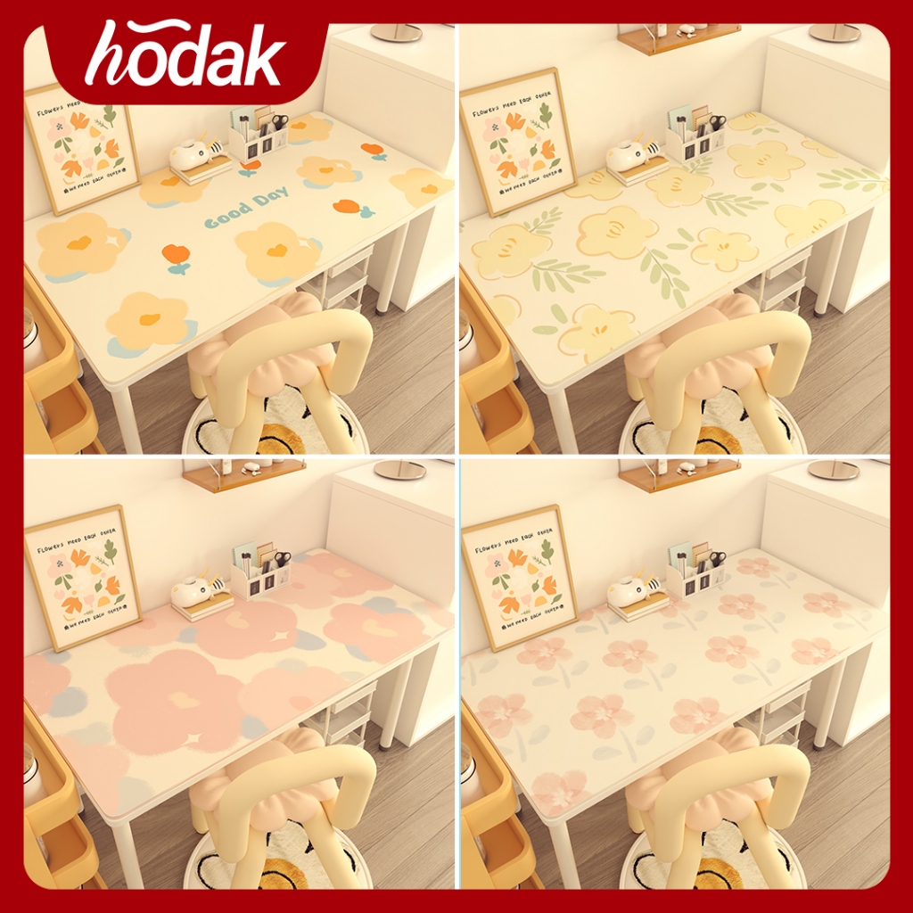 Hodak Taplak Meja Motif Bunga Pastel Estetik PVC - Alas Meja Belajar Bisa Custom Desain