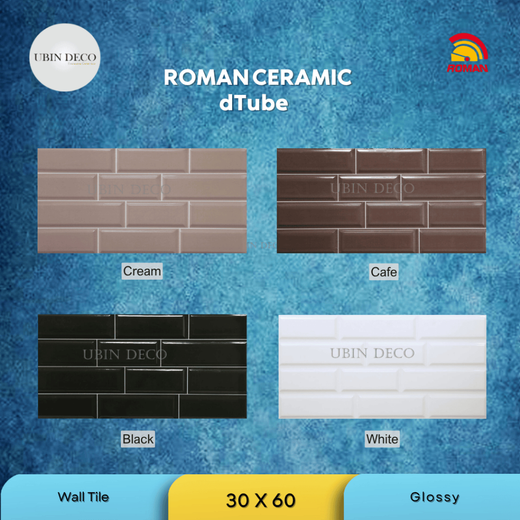 Keramik dTube Roman 30 x 60 cm Backsplash Dapur Kamar Mandi (PER Dus/Box)