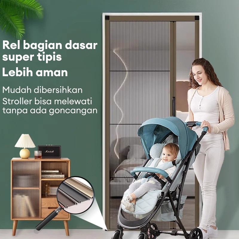Podomoro Tok Tok Reaim Pintu Lipat Anti Nyamuk - Frame Aluminium + Kawat Stainless Anti Sobek