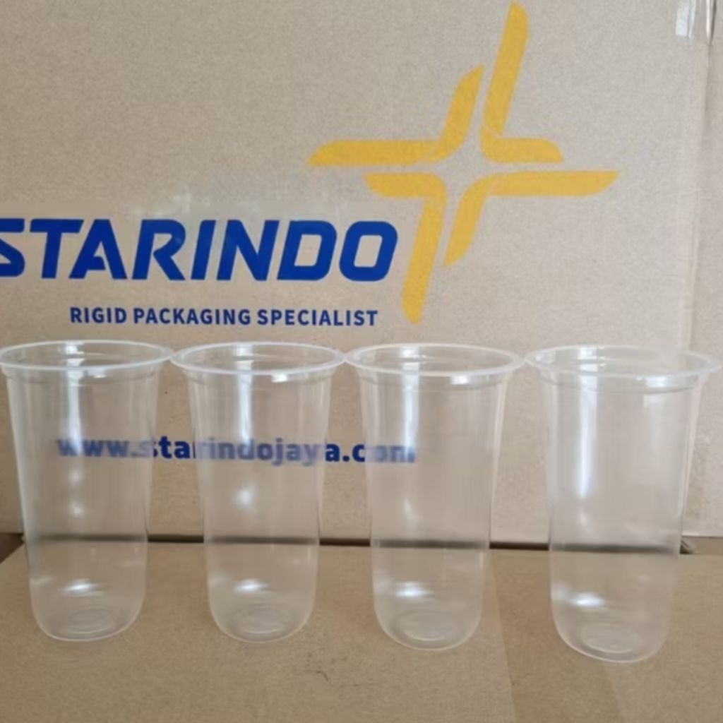 Cup Gelas Plastik Oval 22 Oz Starindo (50 pcs) Tebal 9,5 gram