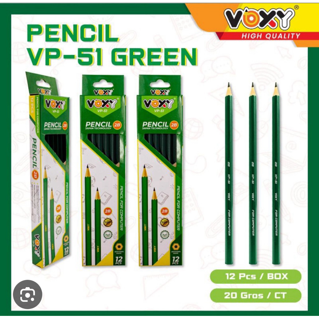 

Pensil 2B Voxy murah hijau VP-51 (12pcs/pack)