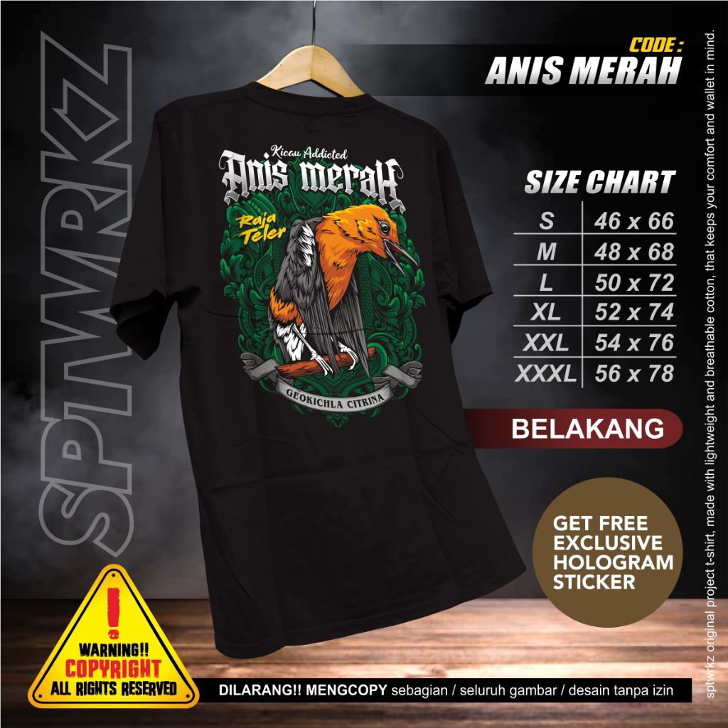 Kaos - burung ANIS MERAH, T-shirt ANIS MERAH