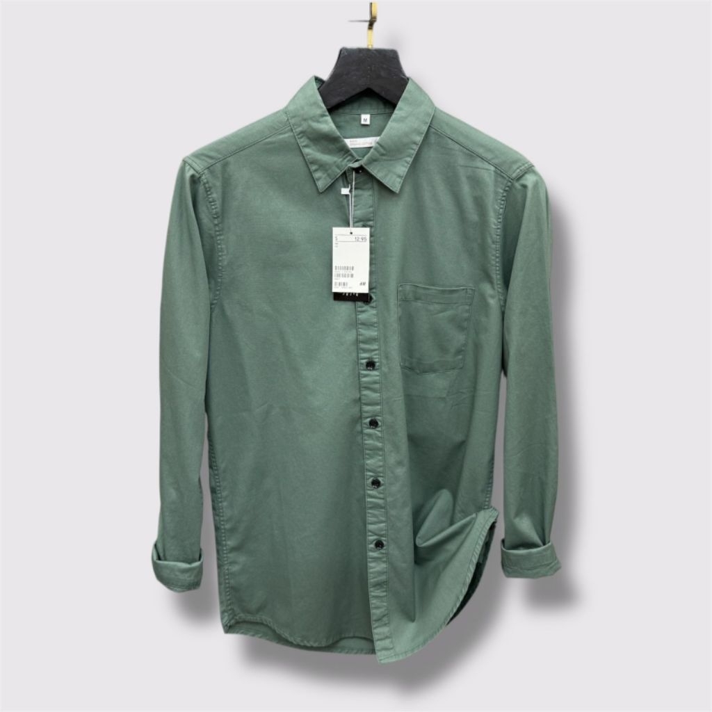 Kemeja Pria Panjang H&M Putih | Kemeja Lengan Panjang Soft Twill | Kemeja Casual Pria Putih Polos