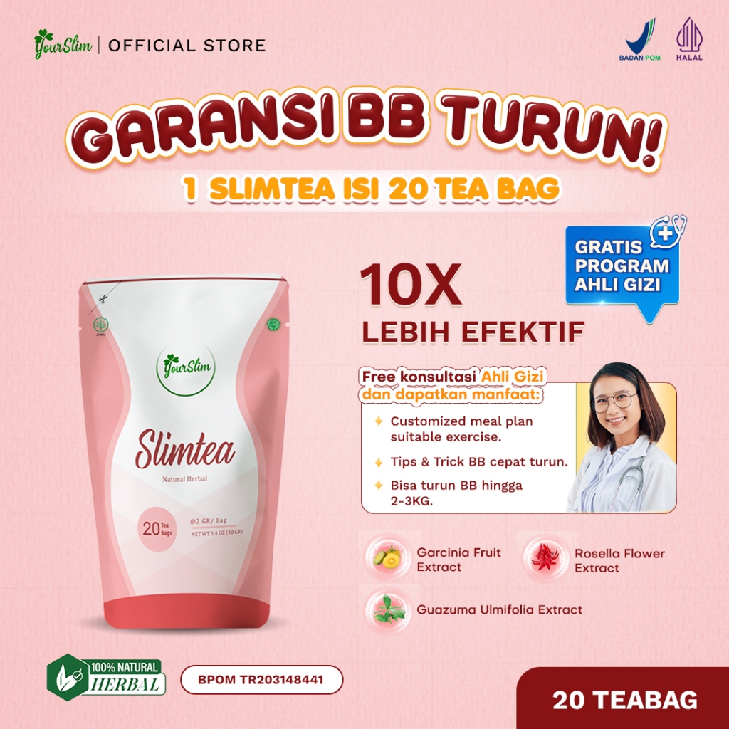 YOURSLIM SLIMTEA Slimming Tea - Herbal Teh Diet Pelangsing BPOM HALAL