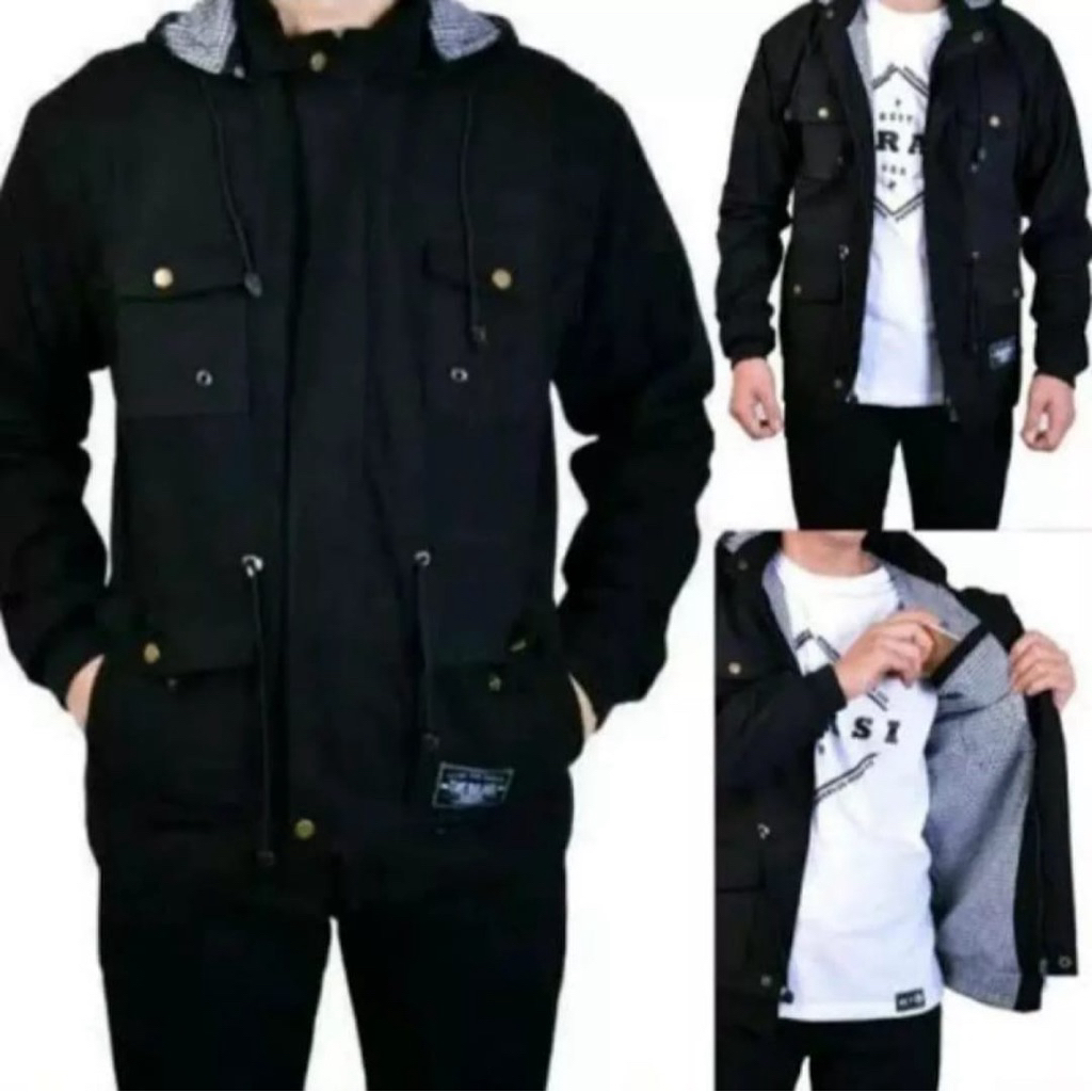 jaket parka/jaket pria/jaket parka cowok/jaket parka hitam polos/jaket parka pria kanvas polos premi