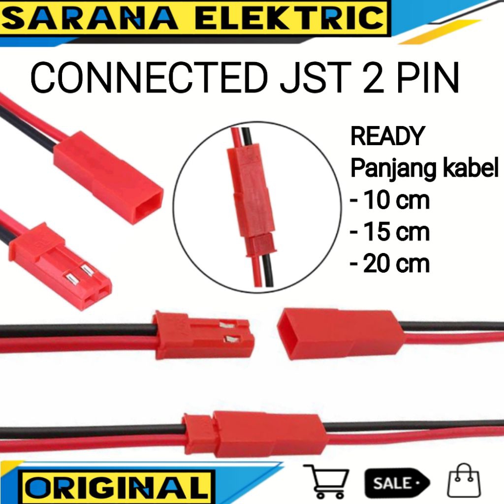 JST CONNECTOR 2 PIN MALE FEMALE KABEL BATERAI LIPO CABLE BATTERY LI-PO JST XH 2 PIN
