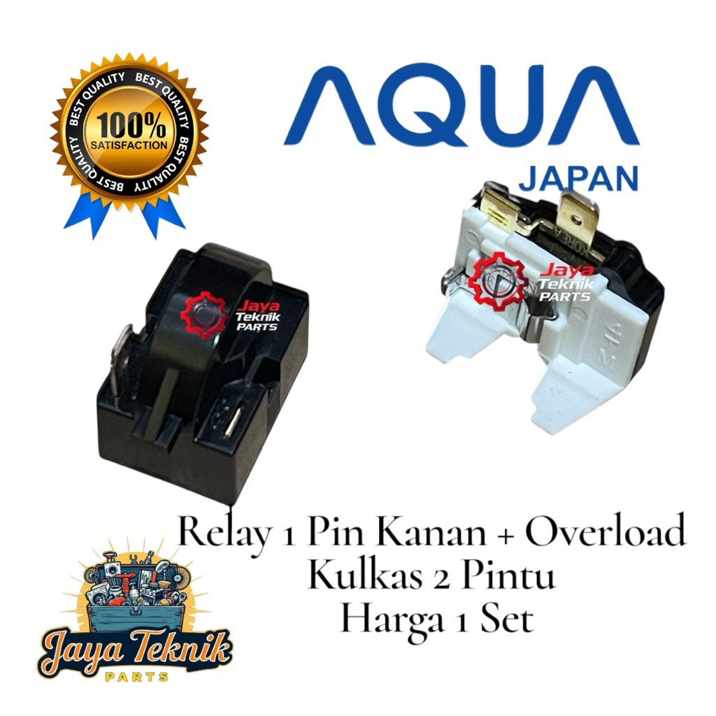 Set Relay 1 Pin Kanan + Ptc Overload Kulkas AQua 2 Pintu / Relay Kulkas AQua
