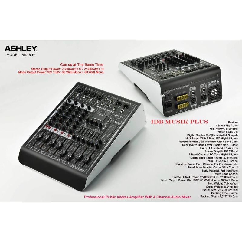 Power Mixer 4 Ch Ashley M4160+ M 4160+ Original