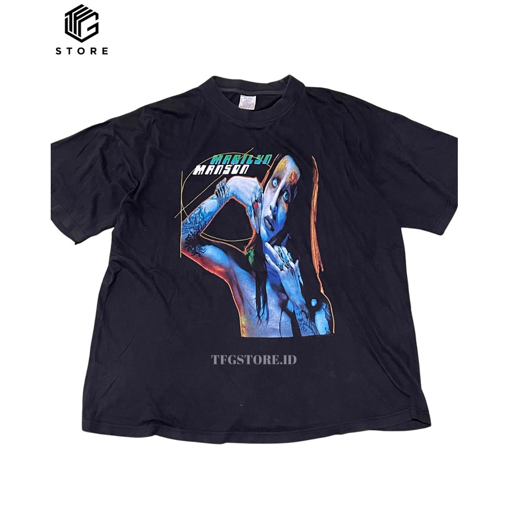 Kaos Rare Marilyn Manson 1996 Vtg Rock Band Tee T-shirt L fit XL Original