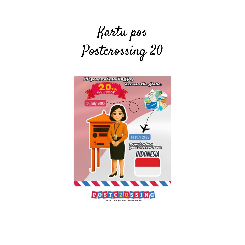 

Postcrossing 20th Birthday 2025 Postcard Kartu pos kartupos