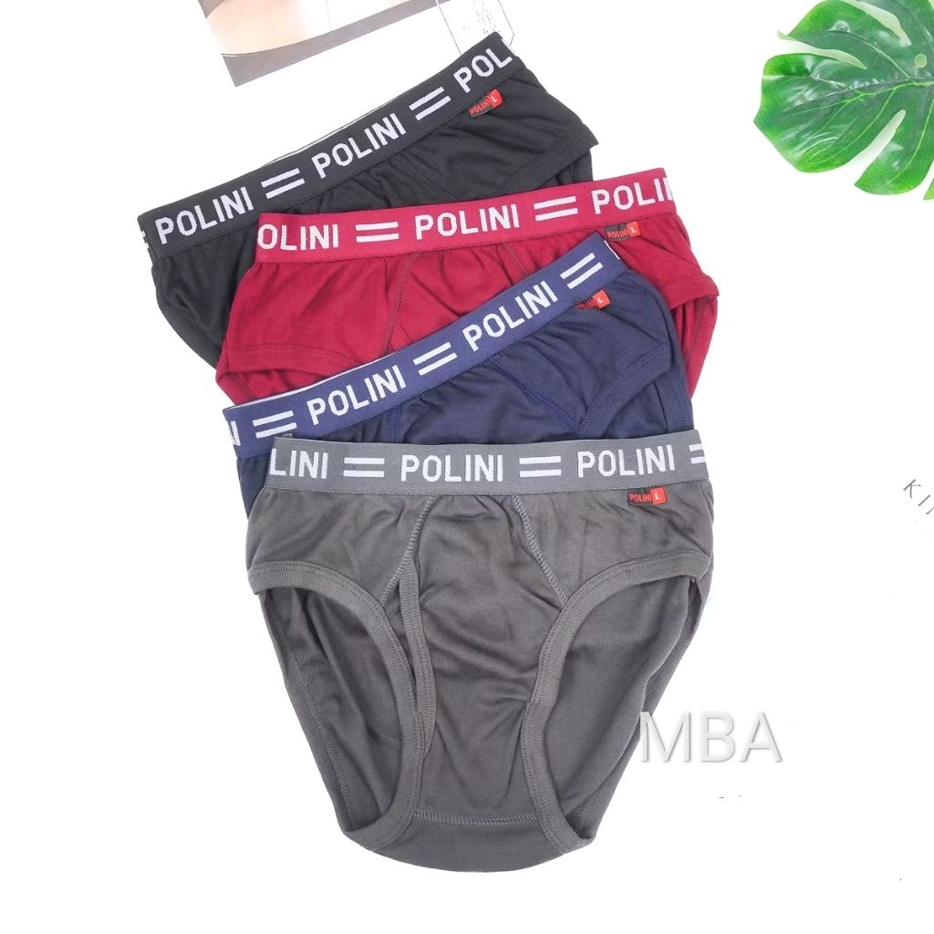 Paket 4 pcs Celana Dalam pria Polini 047//CD Pria Polini gelap