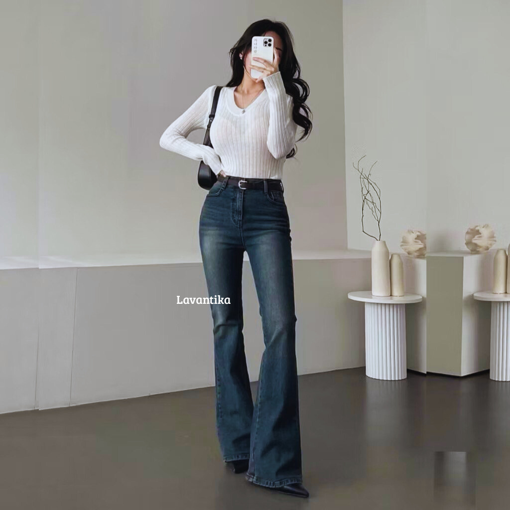 Highwaist Cutbray Jeans Retro Wisker Spray - Celana Jeans Panjang Cutbry Premium Wanita Cutbry Jeans