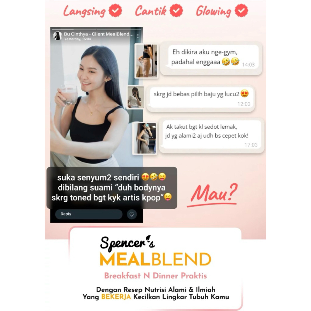 

Spencer MealBlend Rasa Cappuccino – Minuman Diet Enak Bikin Kenyang, Turun BB Tanpa Lapar