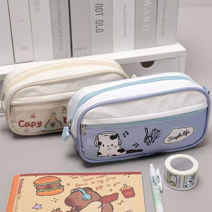 

Pencil case Kapibala drawstring pencil case for students, simple and large capacity stationery, cute cartoon pencils