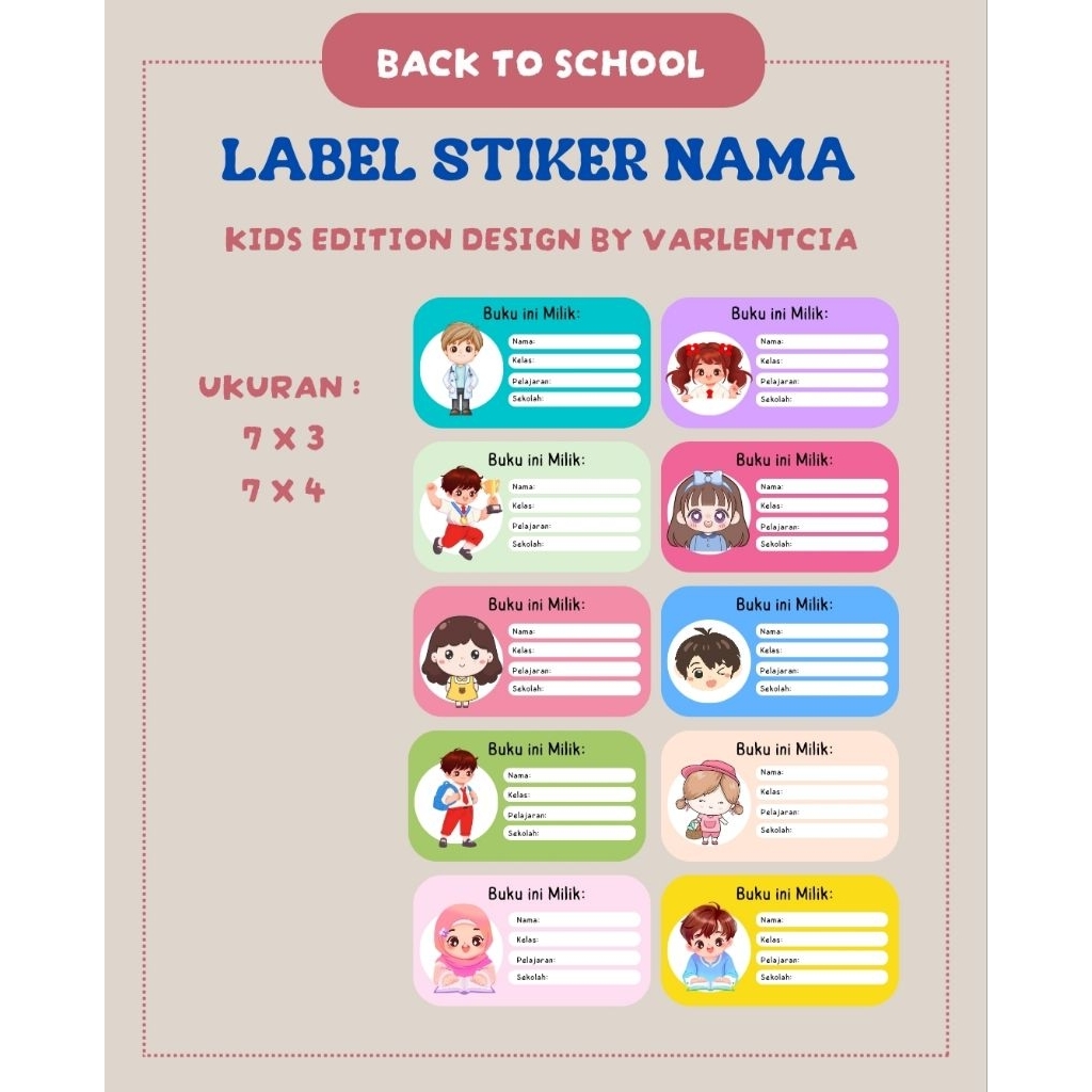 

Stiker Nama Custom Pelajaran/Stiker Nama Sekolah Stiker Nama Buku