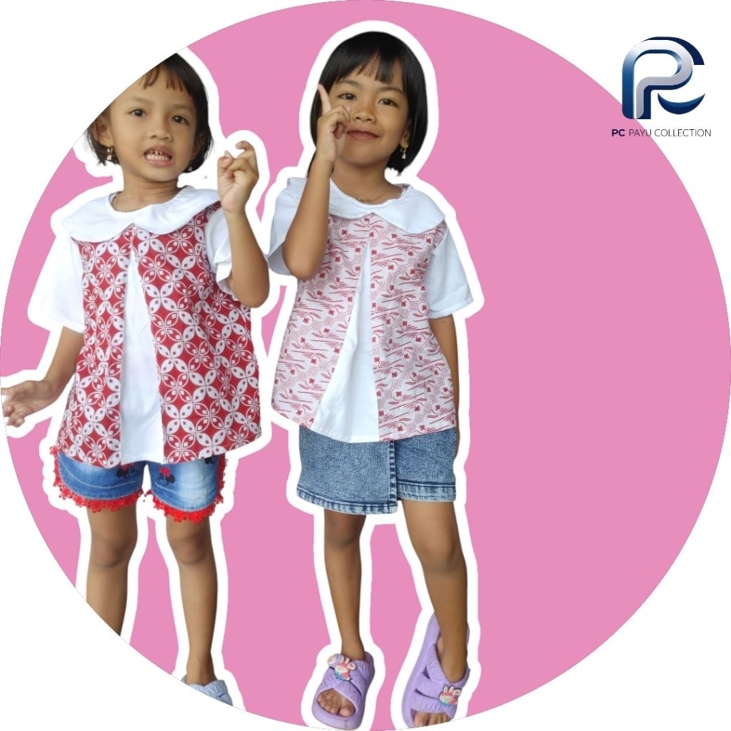 atasan batik anak perempuan merah putih.baju batik anak merah putih.blus anak perempuan.