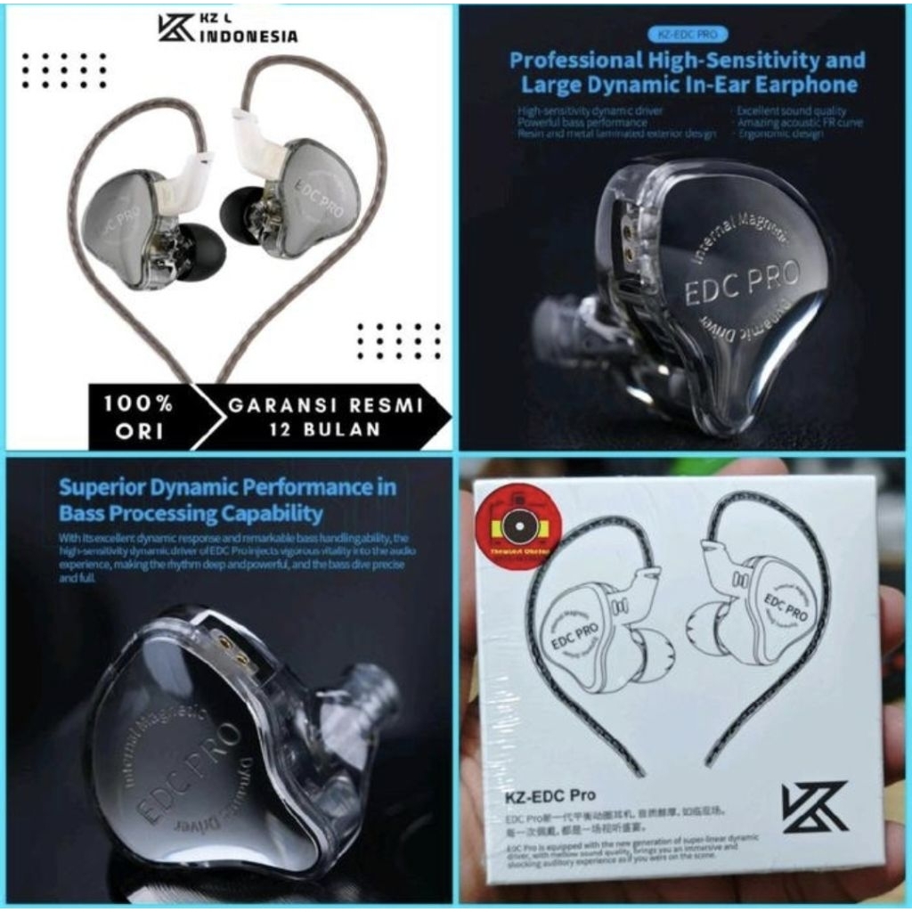 KZ EDC Pro Earphone In-ear dengan Mikrofon dan Driver Dinamis
