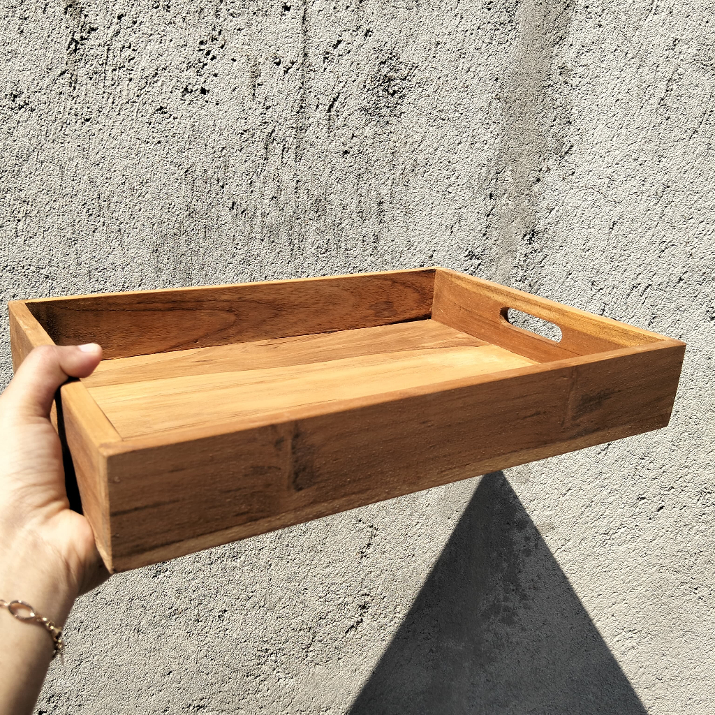 Techtopia01 Nampan Full Kayu Jati Asli Aesthetic Nampan Rustic