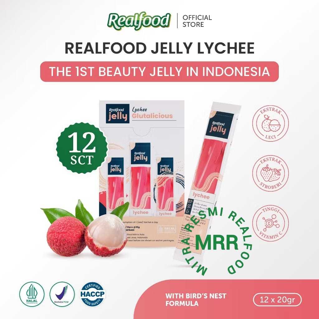 

Realfood Jelly Lychee Glutabright Formulasi Buah Dan Sarang Burung Walet ( 12 Pcs )