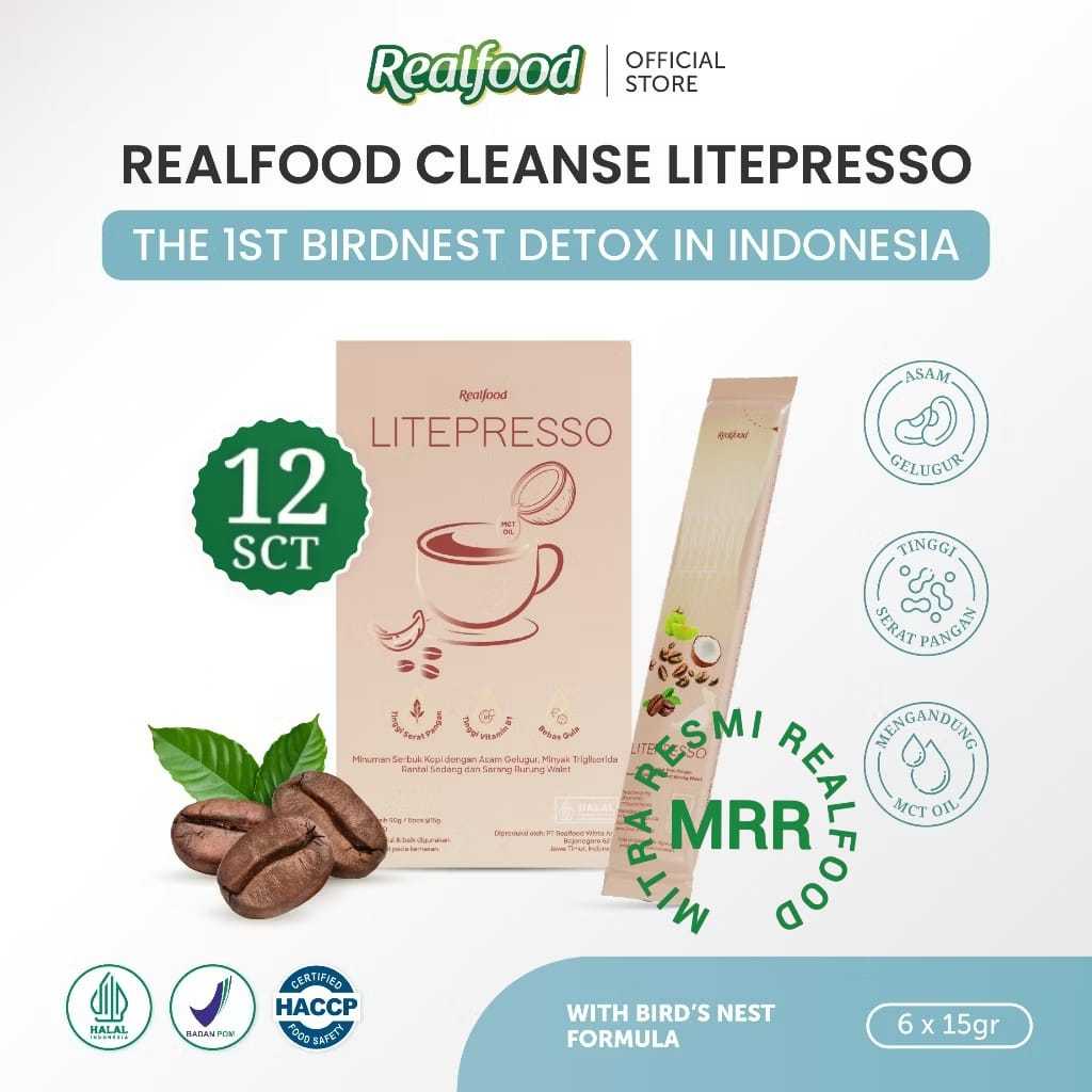 

Realfood Cleanse Litepresso MCT Coffee 12 Sct ( Minuman Formulasi Kopi Dan Sarang Burung Walet Untuk Diet ) MRR