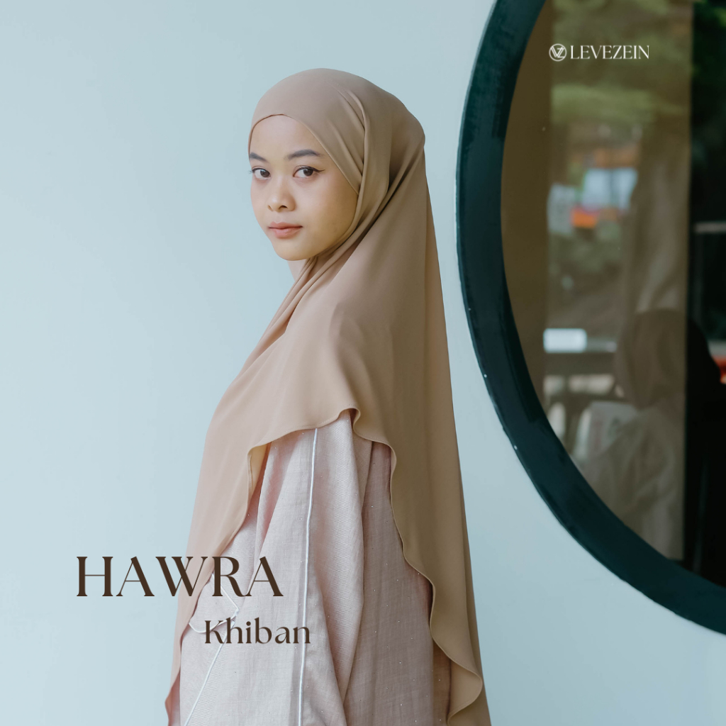 Levezein- Hawra Khimar Khiban Bergo Instan SYARI Non Pad Tali Belakang Bahan Maheen ANTI UV
