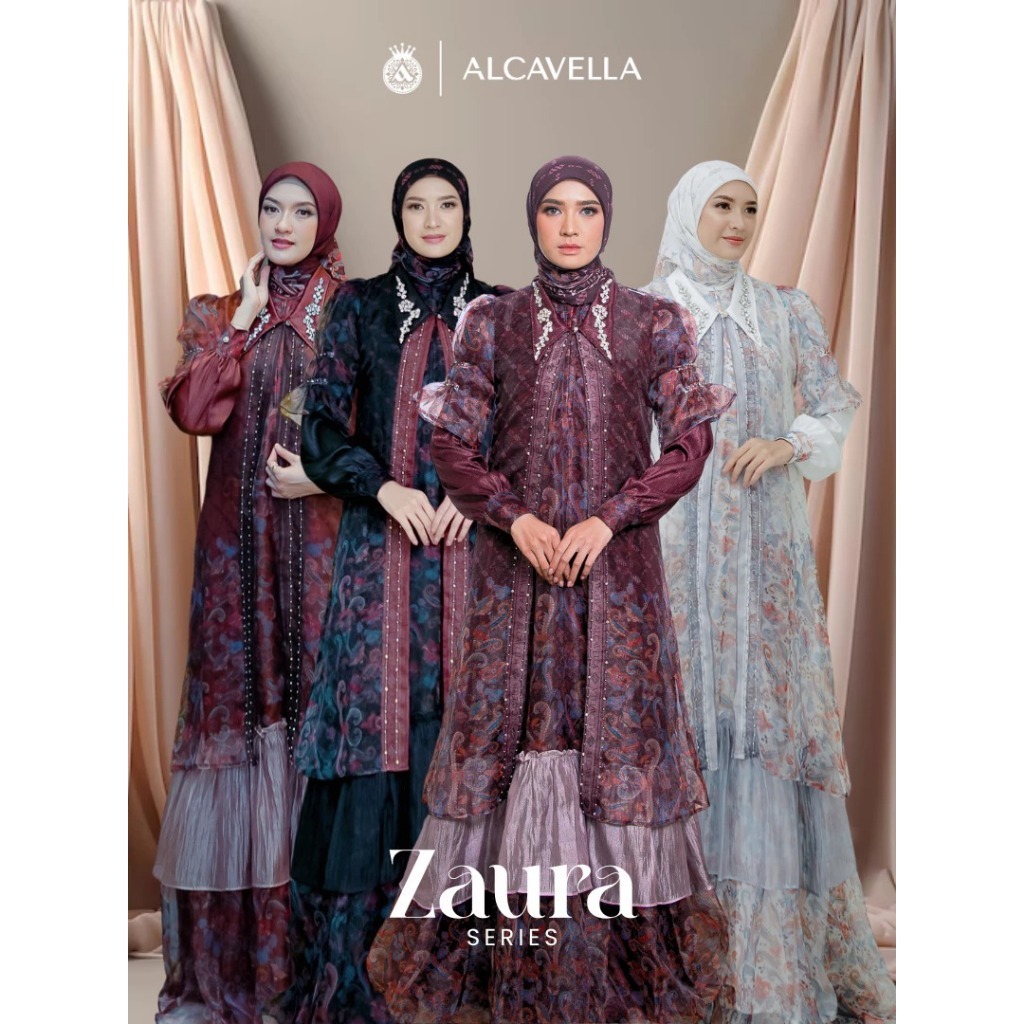 ALCAVELLA - ZAURA DRESS SET HIJAB | DRESS WANITA | DRESS LEBARAN | GAMIS MUSLIM TERBARU ALCAVELLA