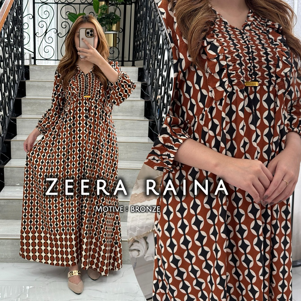 Daster Arab Zeera RAINA Midi Dress Rayon Viscose Ori