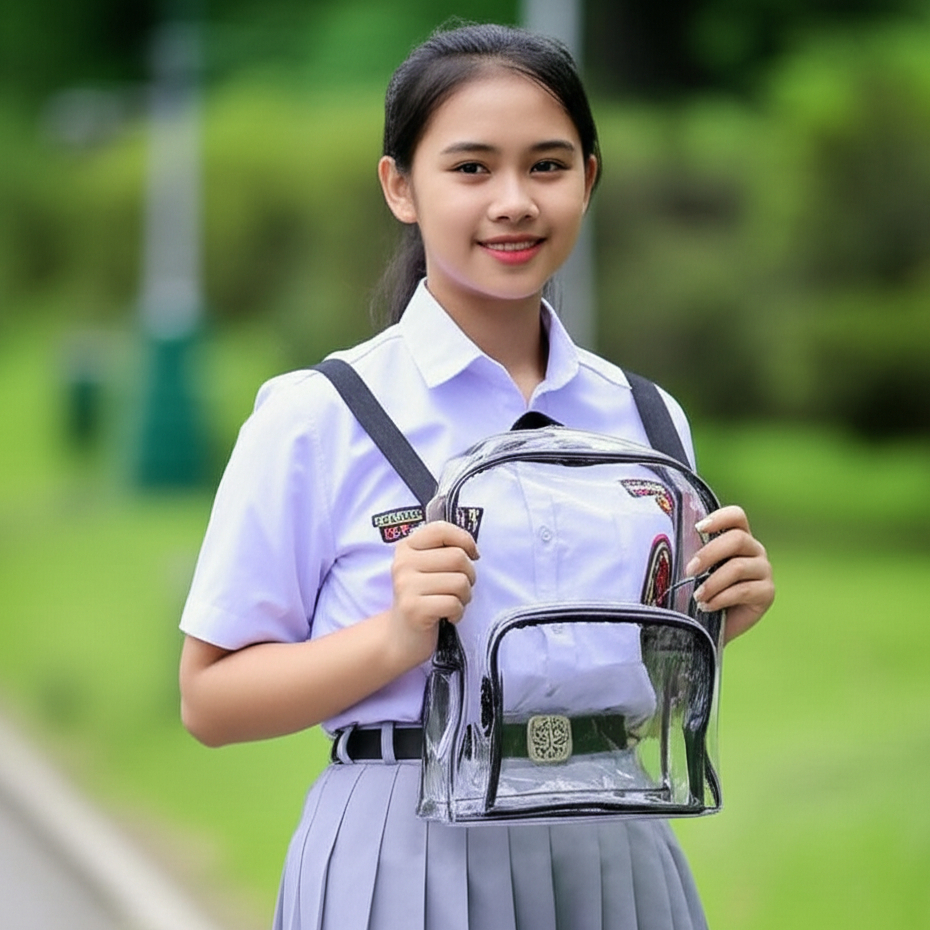 Ransel Sekolah Anak Perempuan SMP - Tas Sekolah Korean Style - Tas Sekolah Transparan Aesthetic