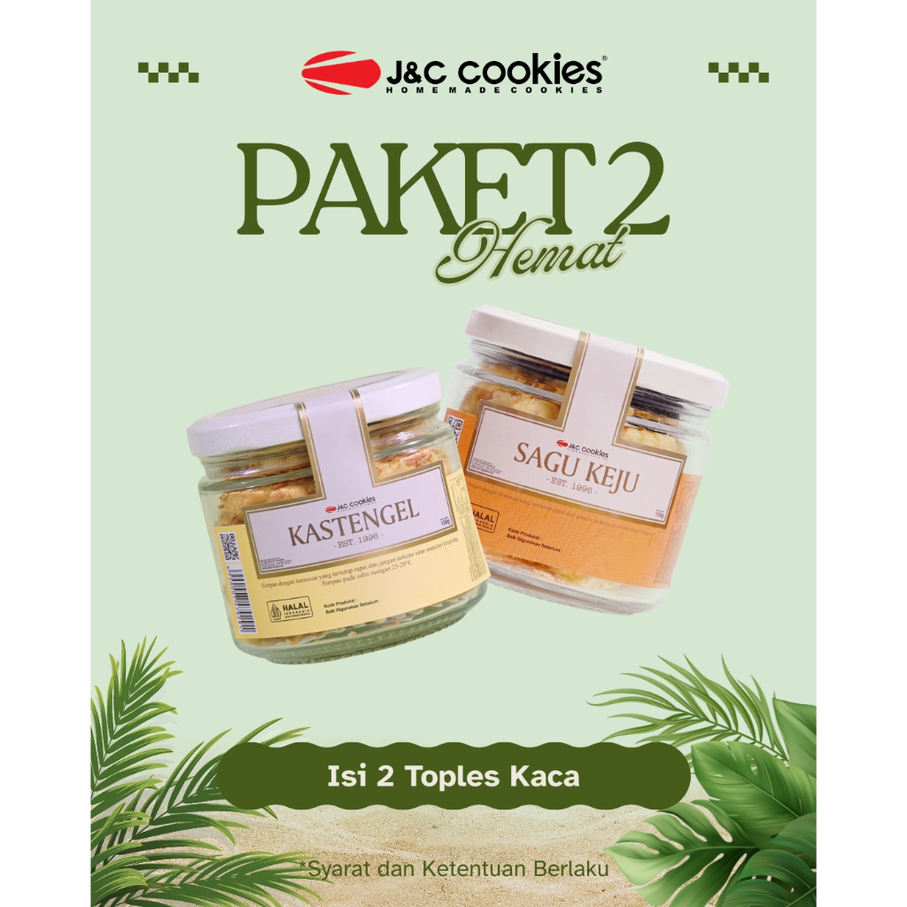 

J&C Cookies Paket Hemat 2 Toples Kaca