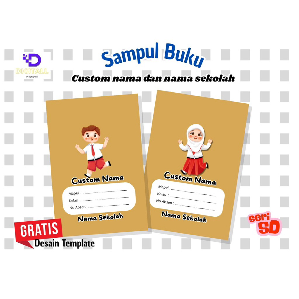 

SAMPUL BUKU ANAK SD CUSTOM NAMA COKLAT