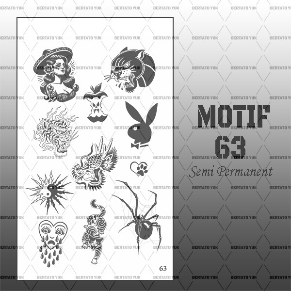 BERTATO-Stiker tato temporer semi permanen Seri NEW 63 / Tato temporer anti air semi permanen / Bert