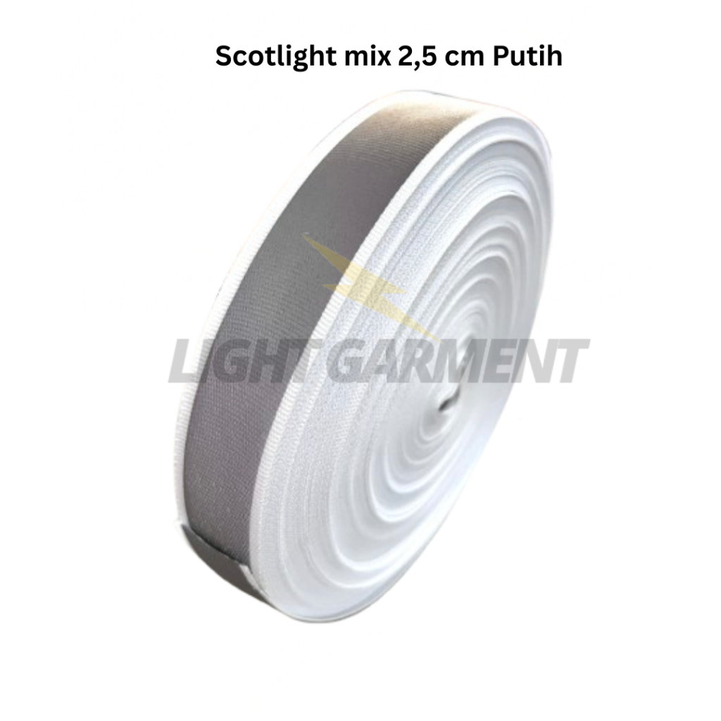 Pita Reflektor GRADE A Pemantul Cahaya 2,5 cm PUTIH per 10 meter / Skotlet Scotlight Scotchlite Refl