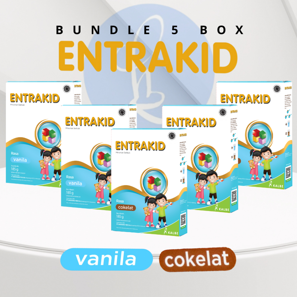 

ENTRAKID – Bundle 5 Box – Susu Serbuk Bernutrisi untuk Tumbuh Kembang Anak, Rasa Vanila & Cokelat