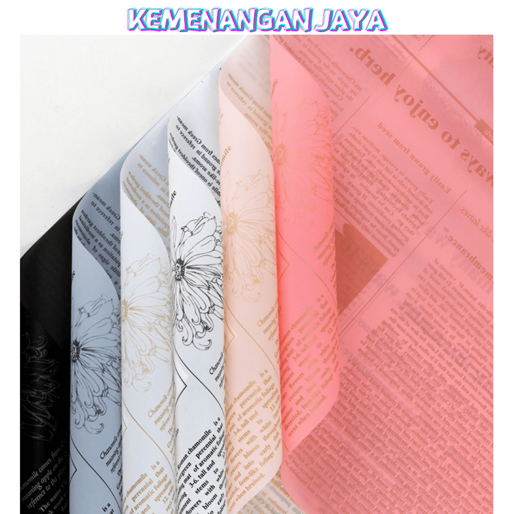 

Isi 20 LEMBAR Flower Wrapping Paper Waterproof Motif Koran Newspaper Kertas Buket Bunga Cellophane KB012