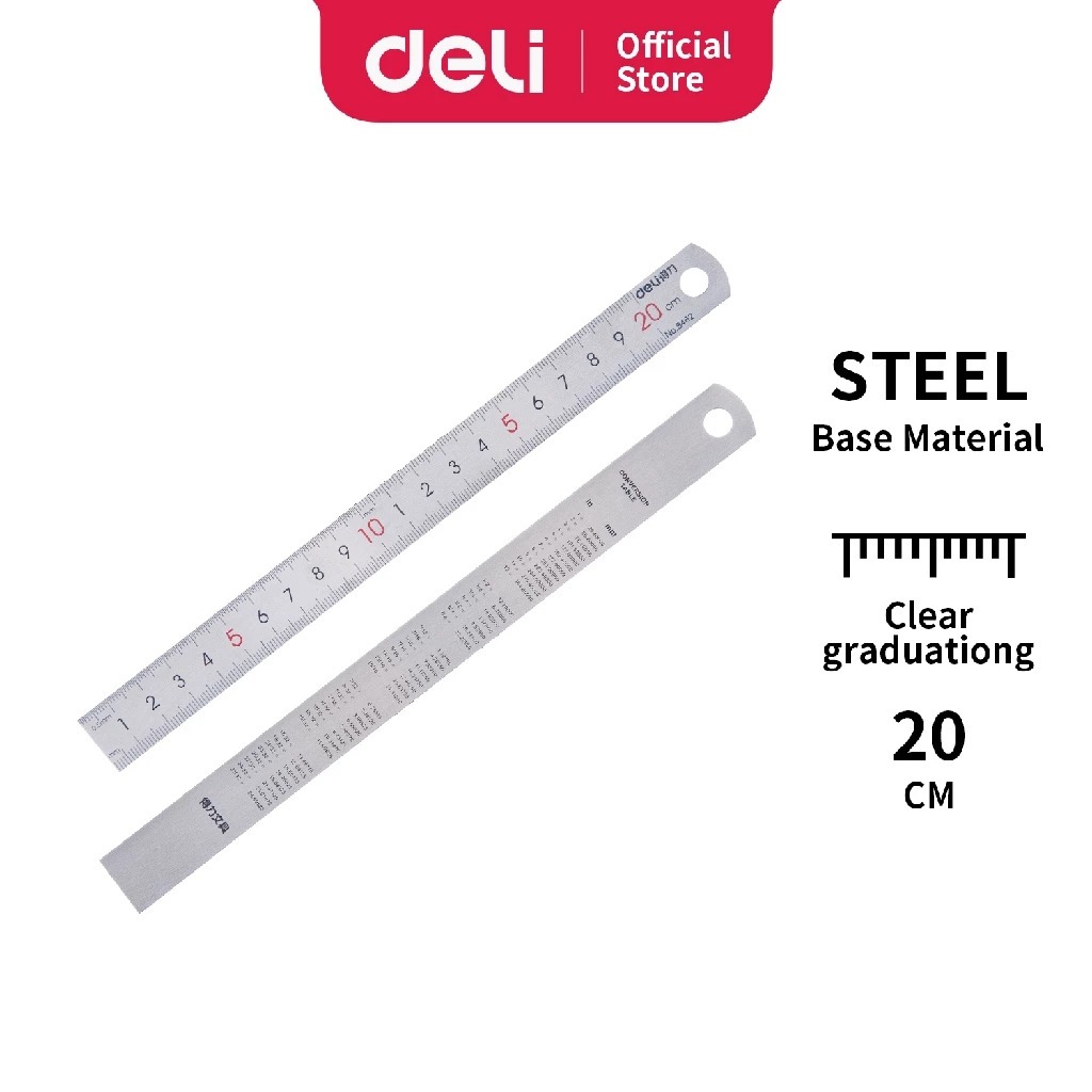 

Deli Penggaris baja 20cm - berkualitas tinggi tahan gores 8462