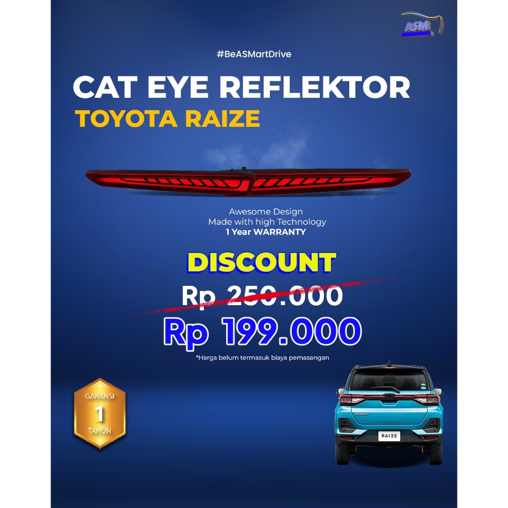 Cat Eye Reflektor Mobil Toyota Raize LED Bumper Car