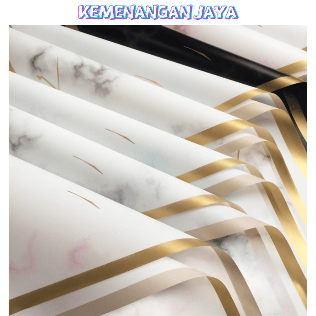 

Isi 20 Lembar Kertas Buket Bunga Gold Line Marble Flower Wrapping Cellophane Waterproof KB014