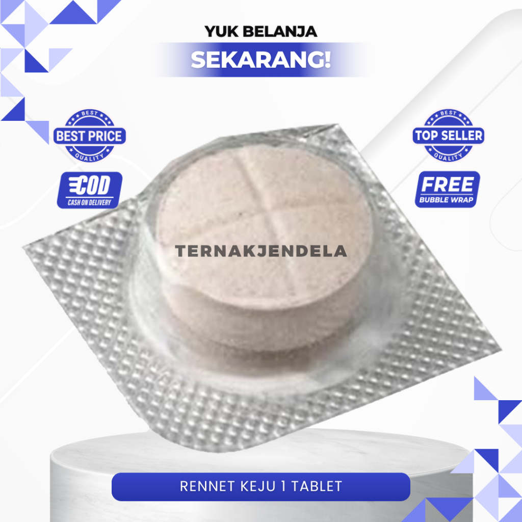 

RENNET KEJU 1 TABLET - Vegetarian Enzim Rennet Koagulasi 30-50 Liter Susu