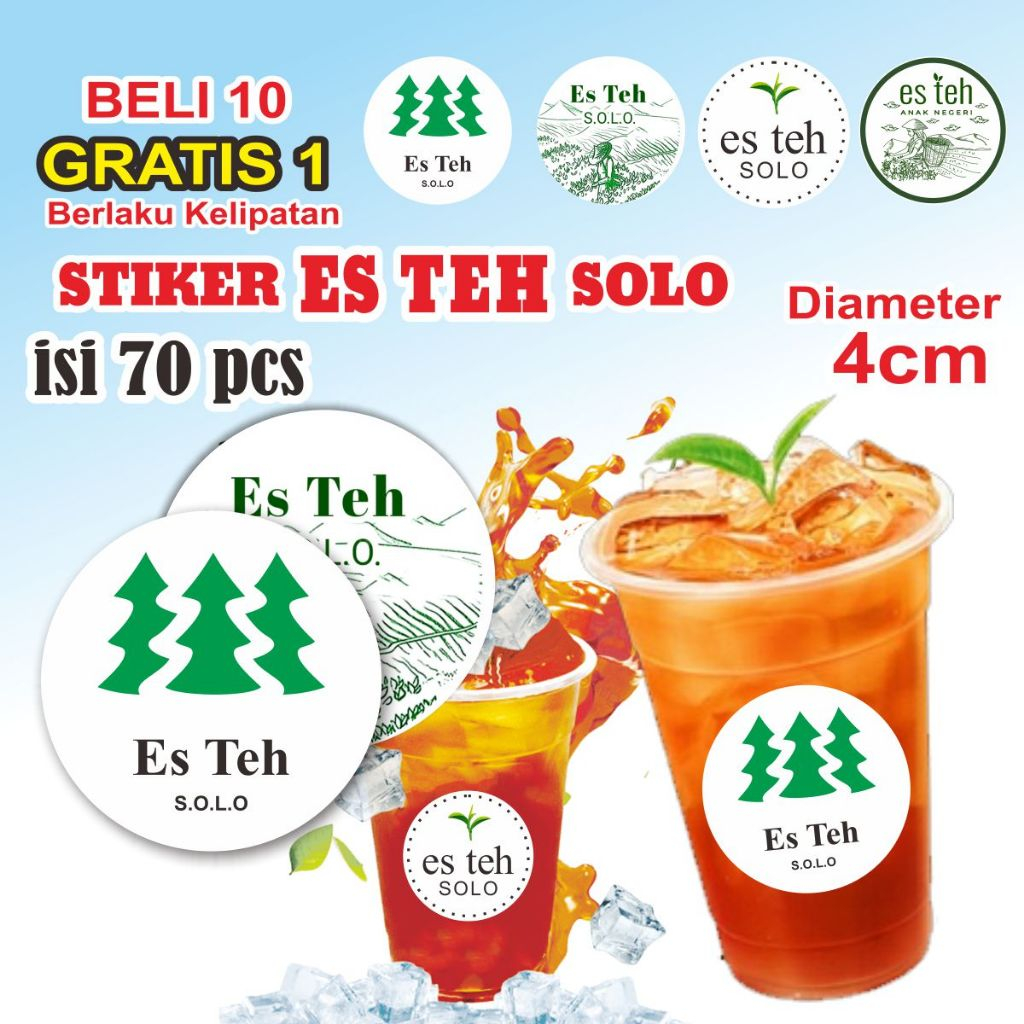 

35 PCS Stiker Es Teh Solo Stiker minuman gelas es teh manis