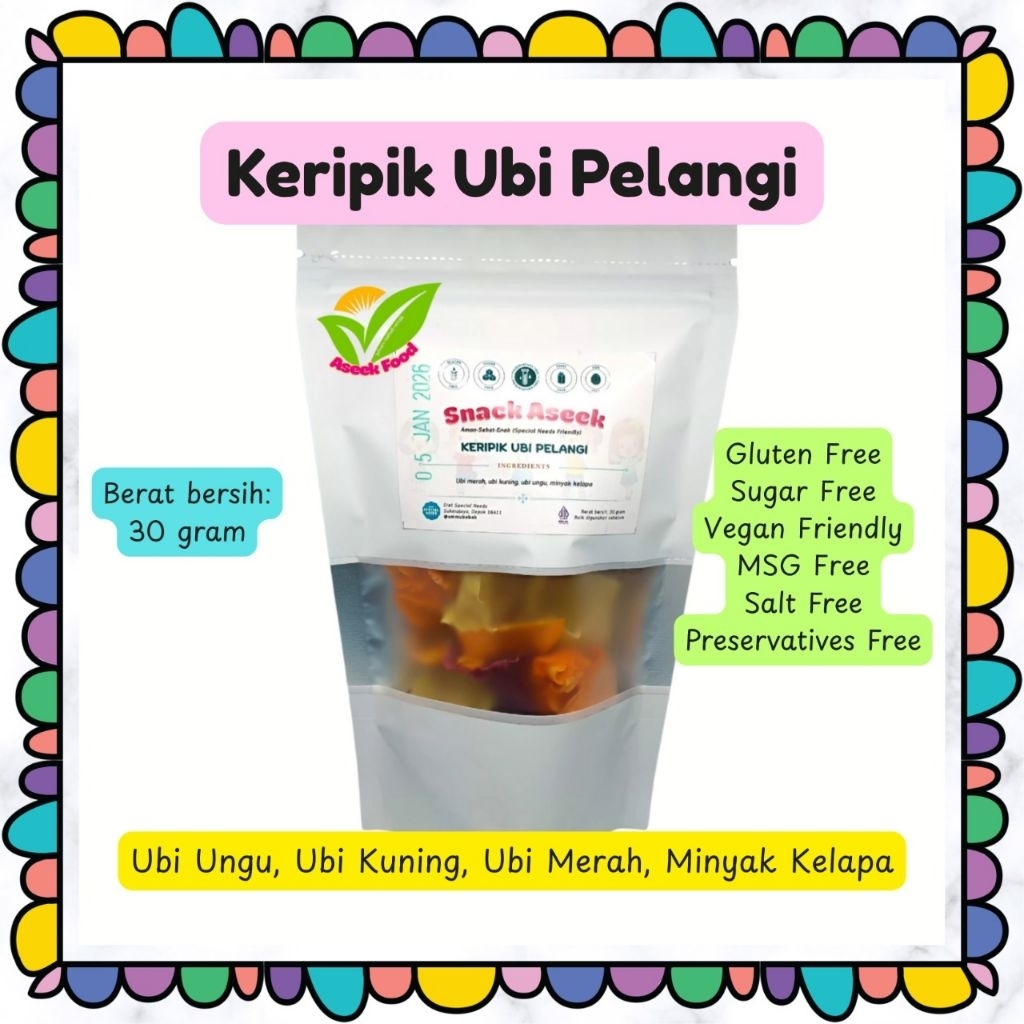 

AseekFood KERIPIK UBI PELANGI Vegan Sugar Free MSG Free Gluten Free