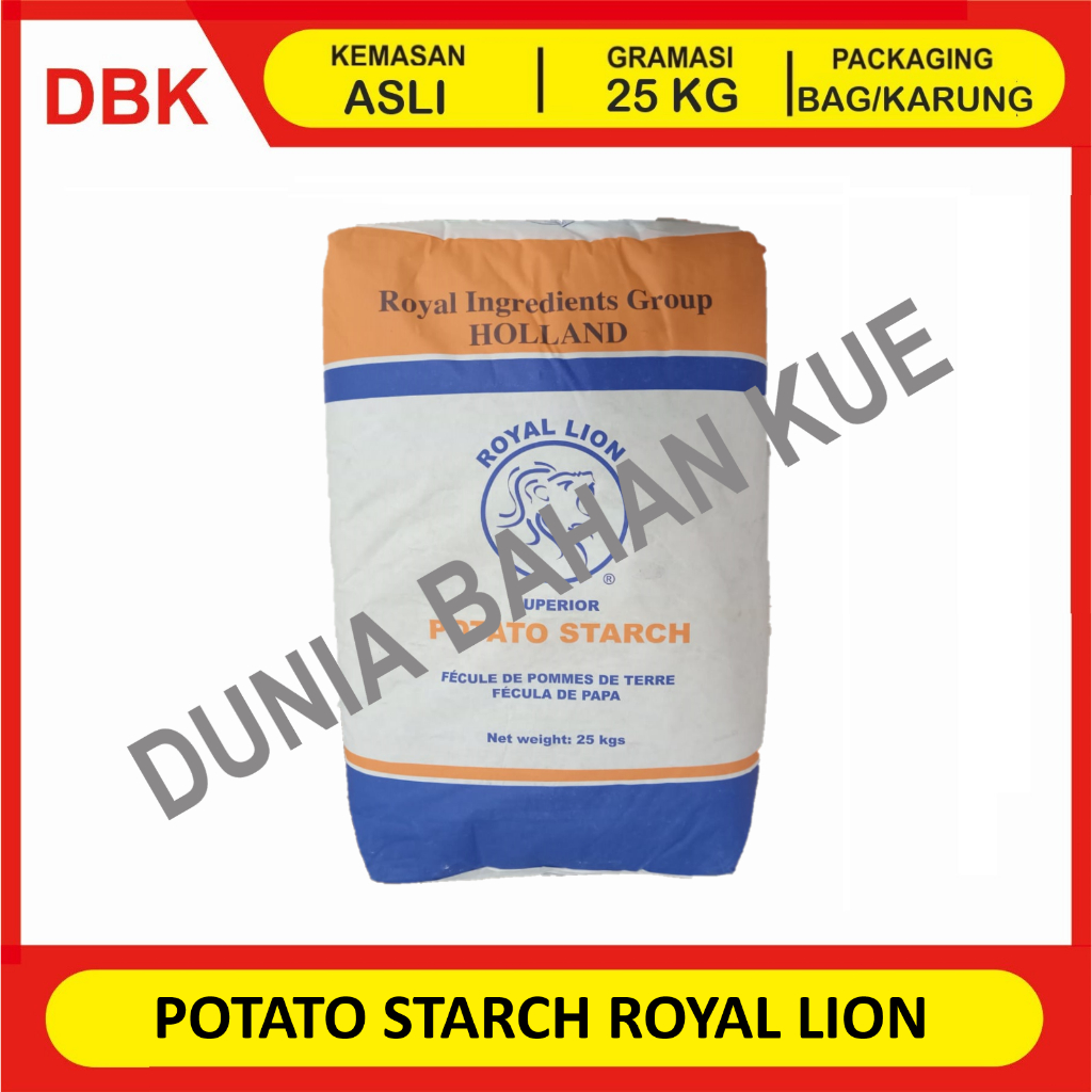 

ROYAL LION INGREDIENTS POTATO STARCH / TEPUNG PATI KENTANG ROYAL LION EX. HOLLAND - 1 BAG 25 KG