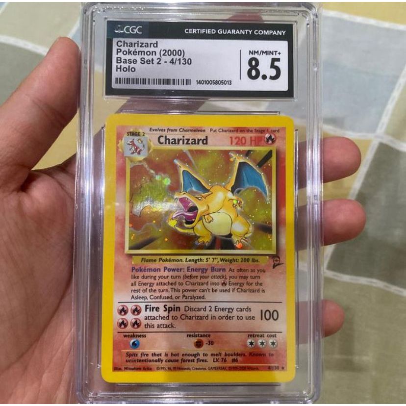 Kartu Pokemon EN English WOTC Base Set 2 Charizard Holo CGC 8.5 PSA