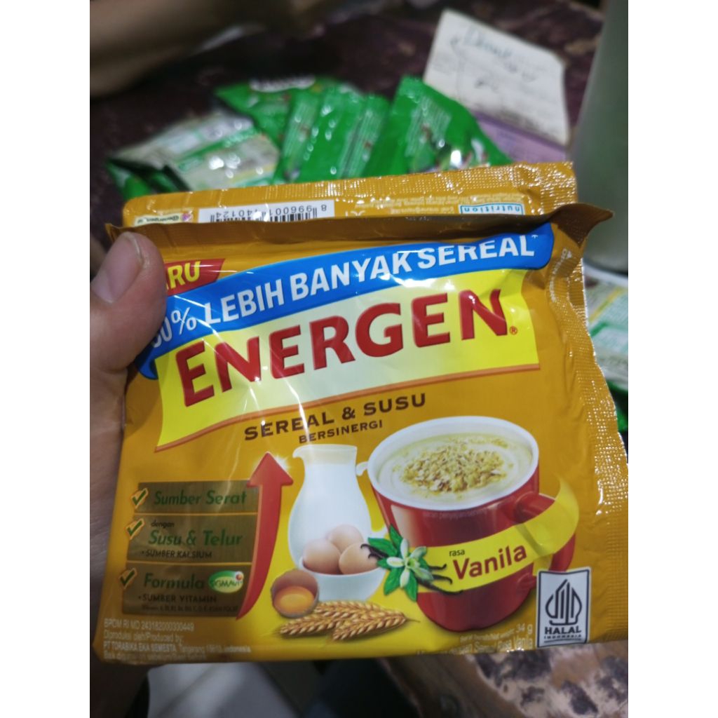 

Energen vanilla sachet 1 renceng isi 10 sachet / sereal dan susu / sarapan