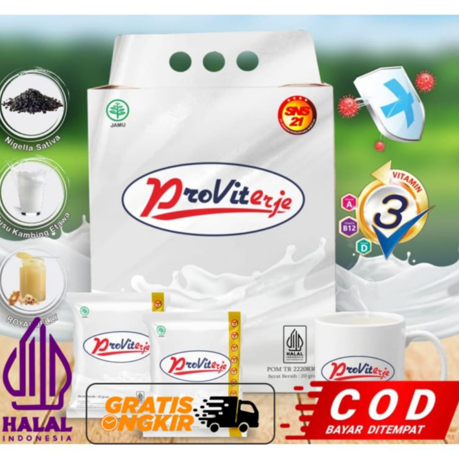 

Susu kambing etawa bubuk Provit Original Plus Royal Jelly dan Habbatusauda Isi 50 Sachet